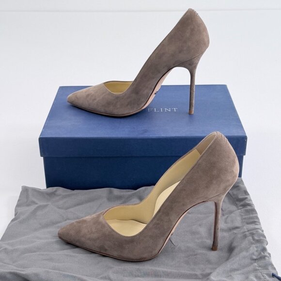 Perfect Pump 100mm Suede Pointed-Toe Heels in Taupe by Sarah Flint - Picture 10 of 16